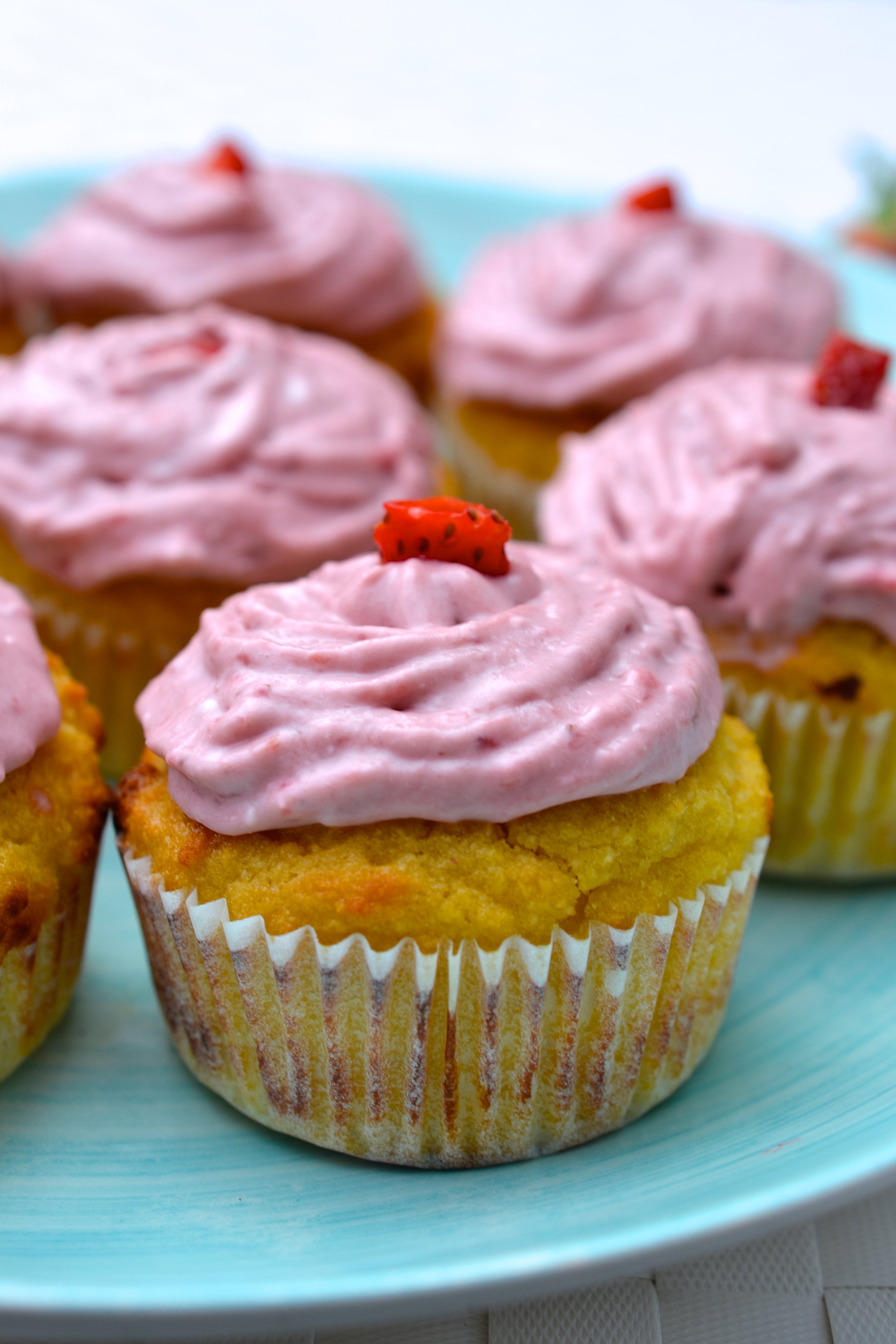 Lemon Cupcakes with Strawberry Icing Every Last Bite