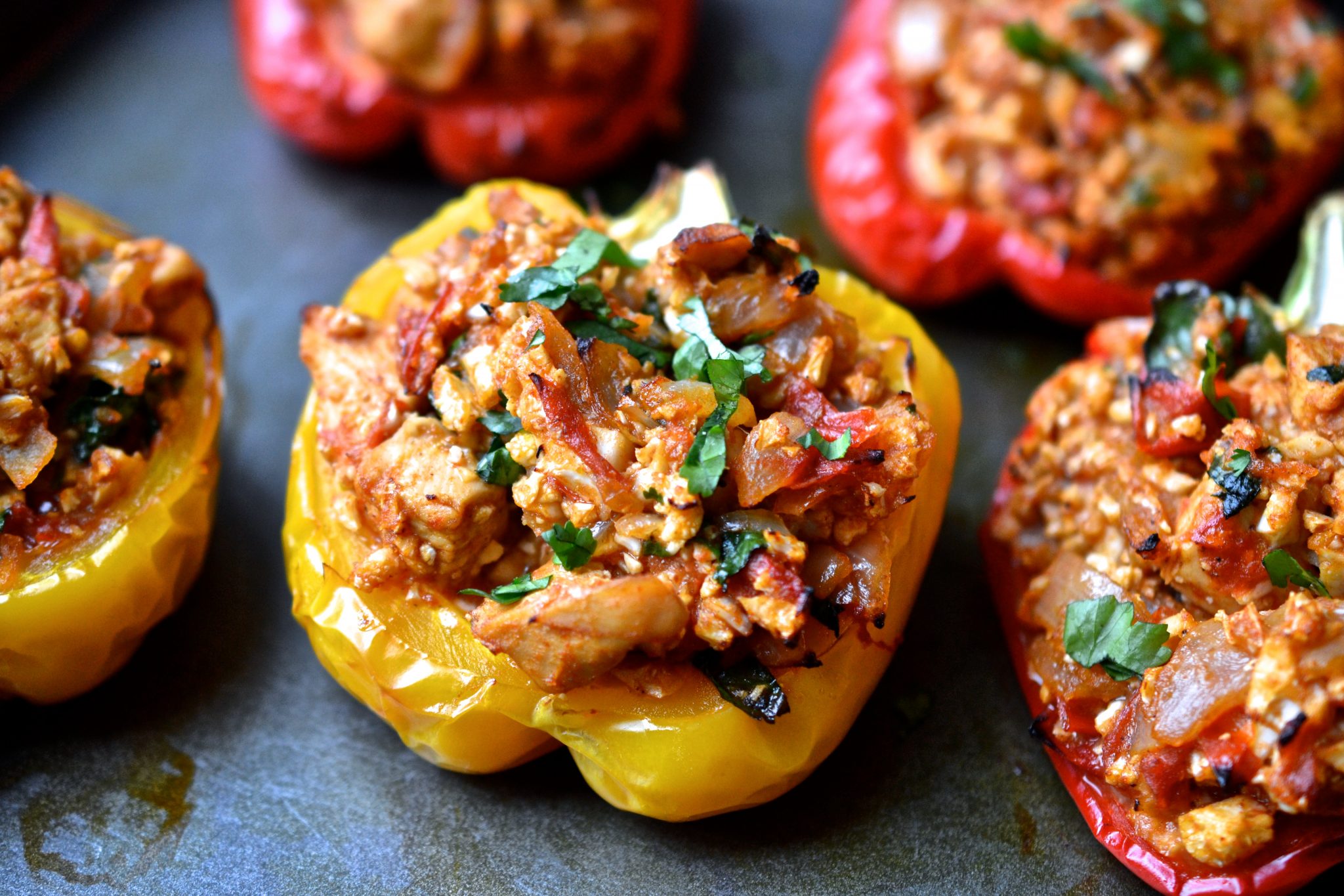 Mexican Cauliflower Rice &amp; Chicken Stuffed Peppers | Every ...