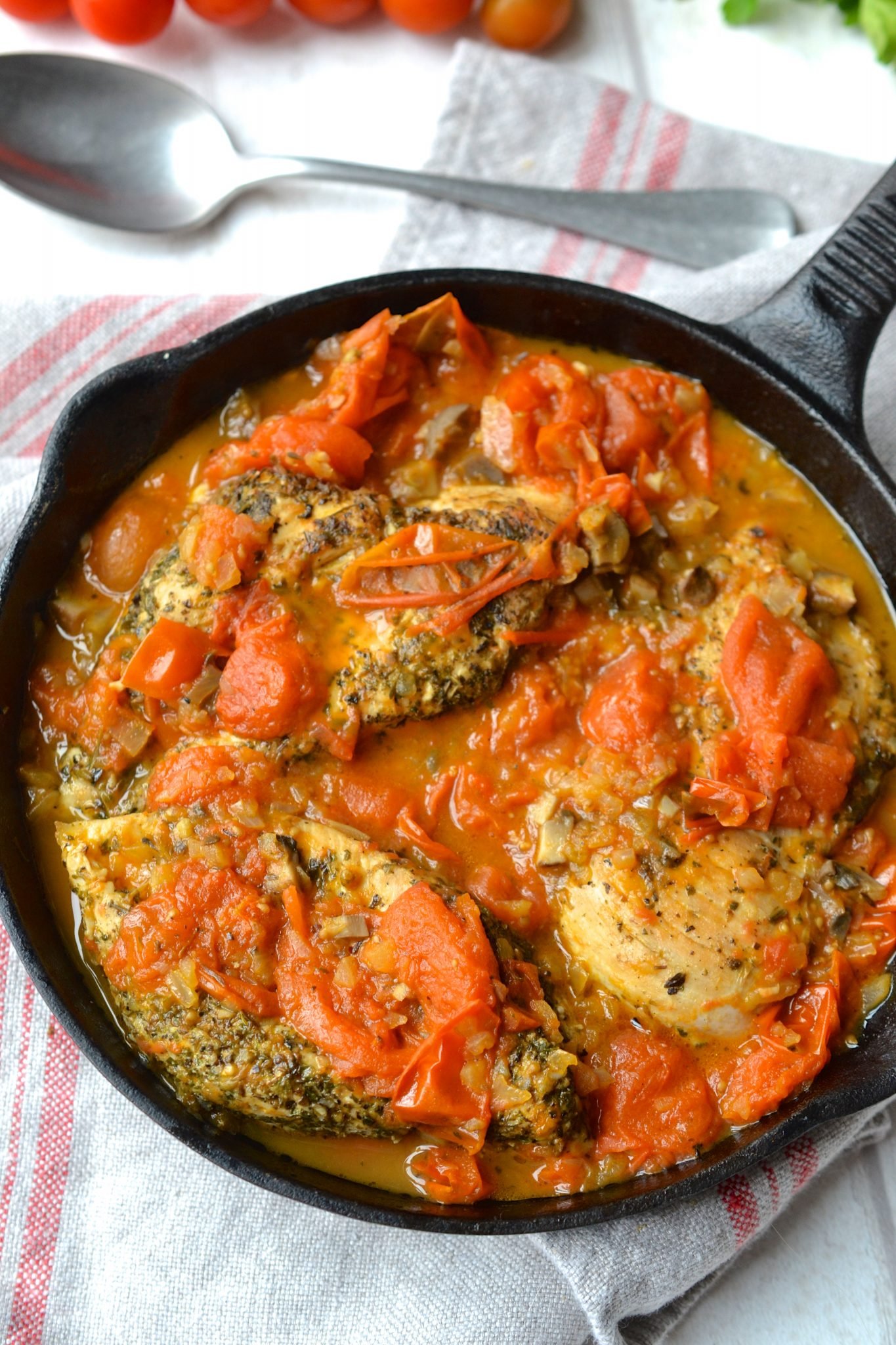 One Pan Chicken with Mushrooms & Tomatoes Every Last Bite