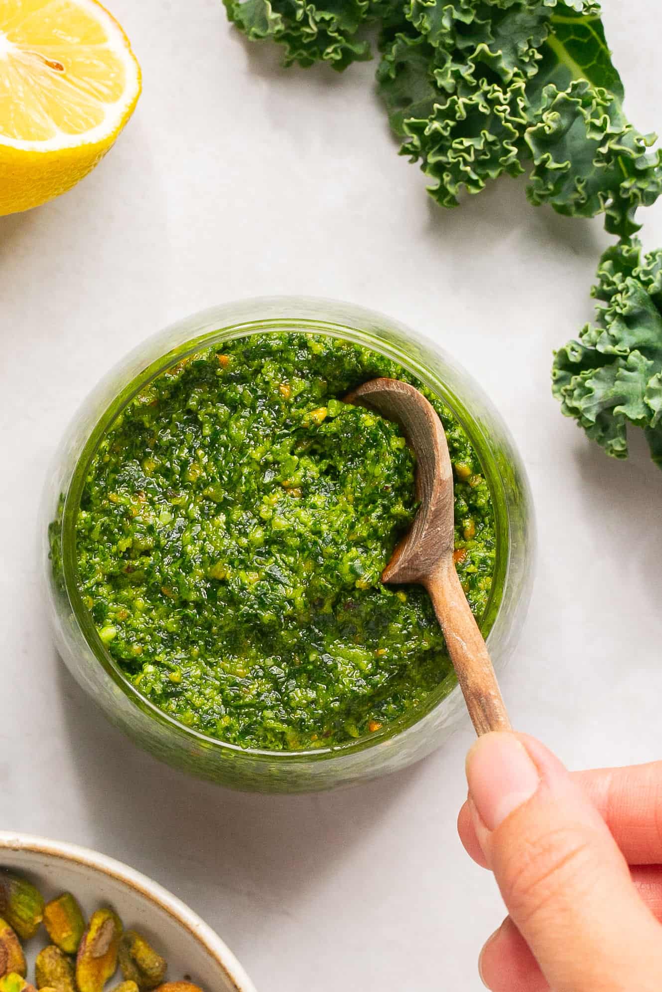 Kale and Pistachio Pesto | Every Last Bite Kale and Pistachio Pesto