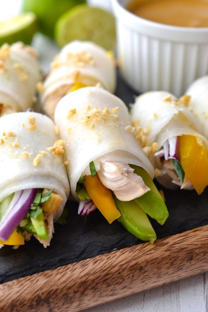 Chicken, Mango & Avocado Daikon Rolls | Every Last Bite Chicken, Mango & Avocado Daikon Rolls
