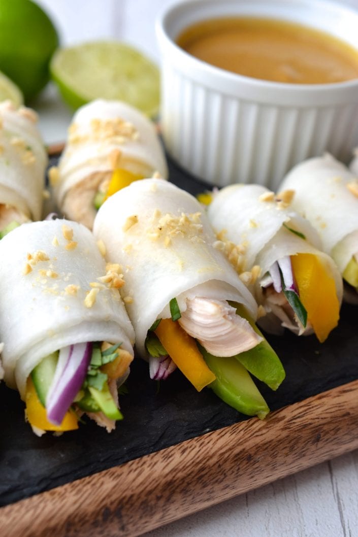 Chicken, Mango & Avocado Daikon Rolls | Every Last Bite Chicken, Mango & Avocado Daikon Rolls