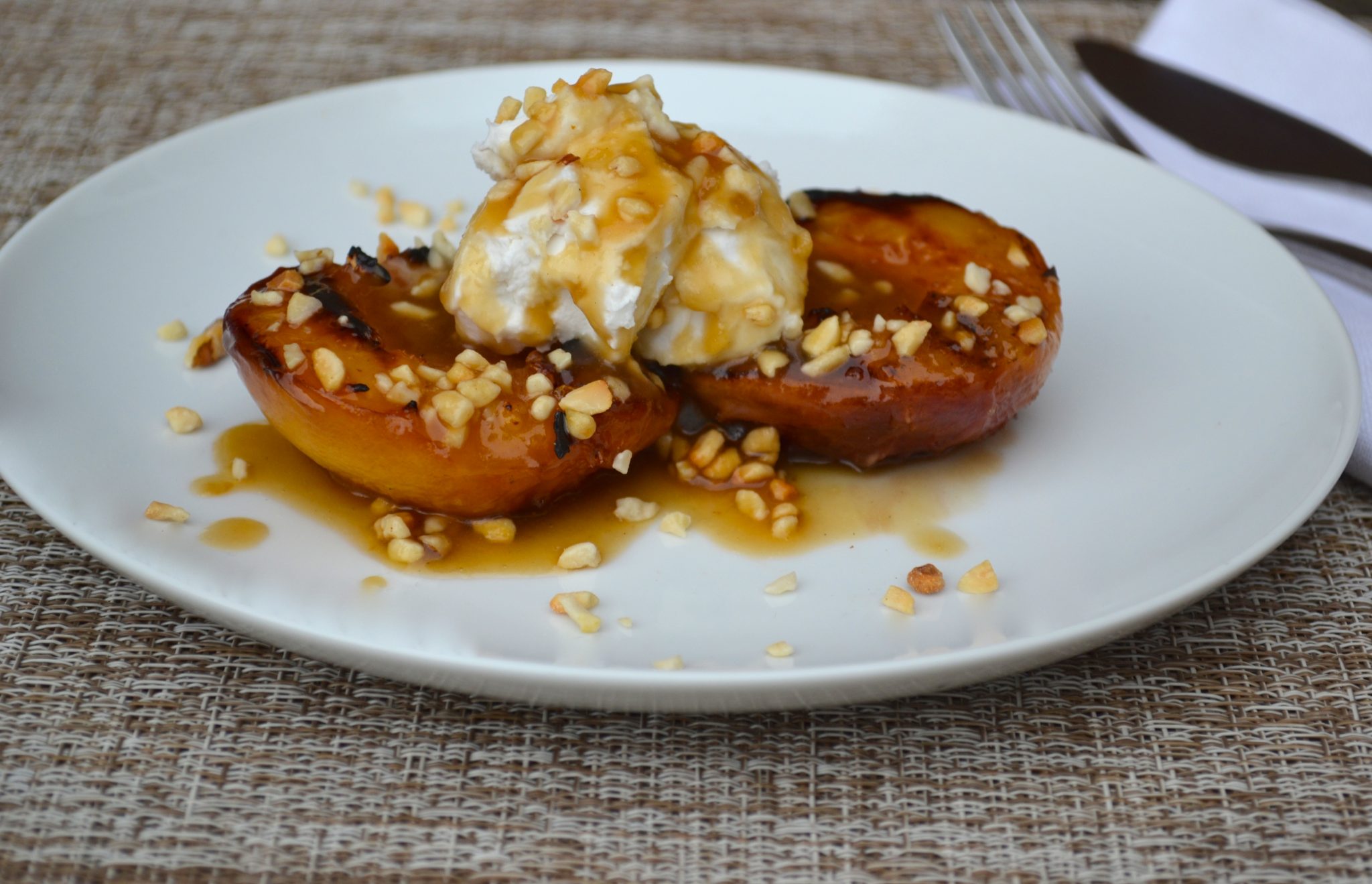 Grilled Nectarines w/ Salted Caramel & Cream Every Last Bite
