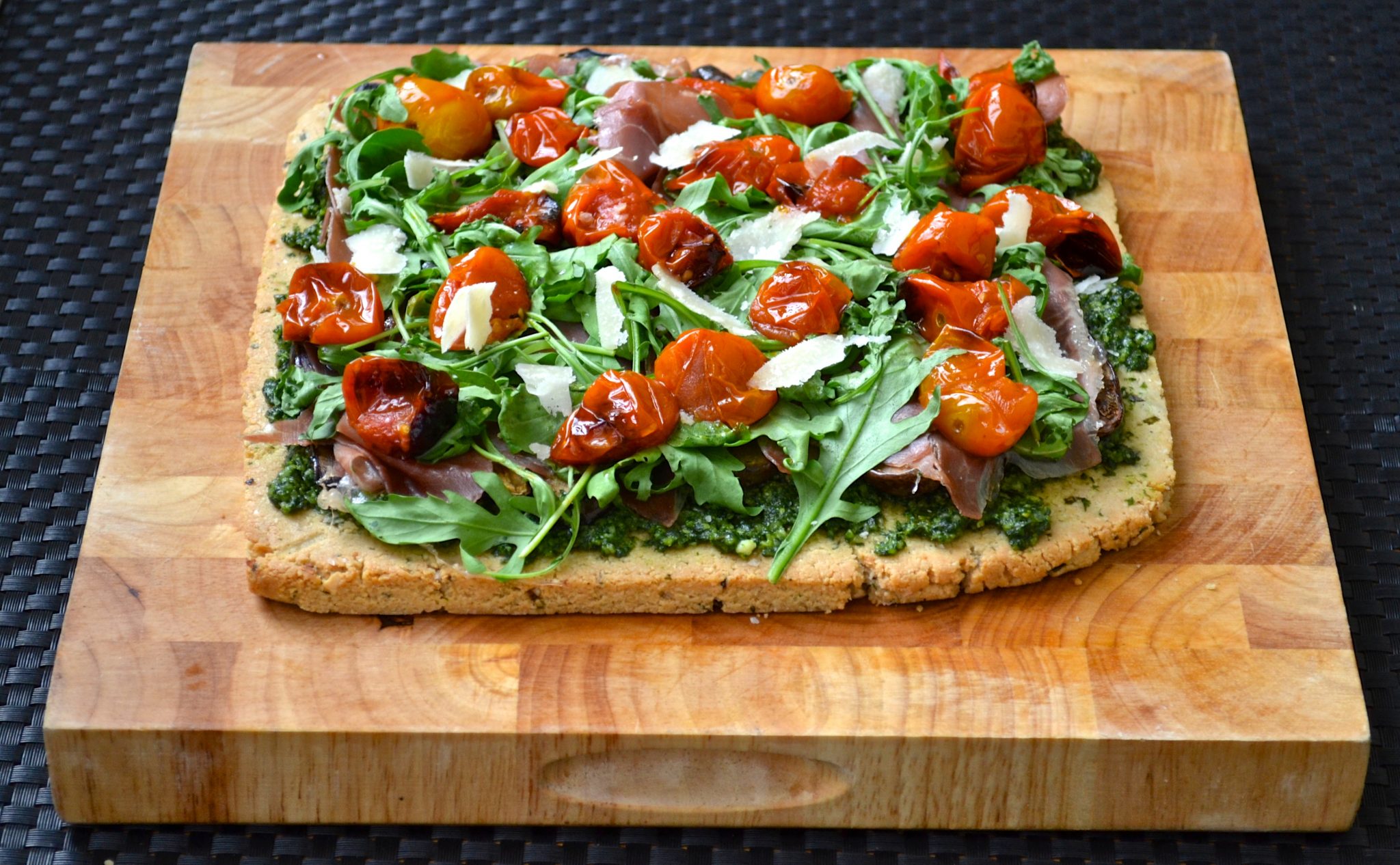 Herb Flatbread with Roasted Veggies & Pesto