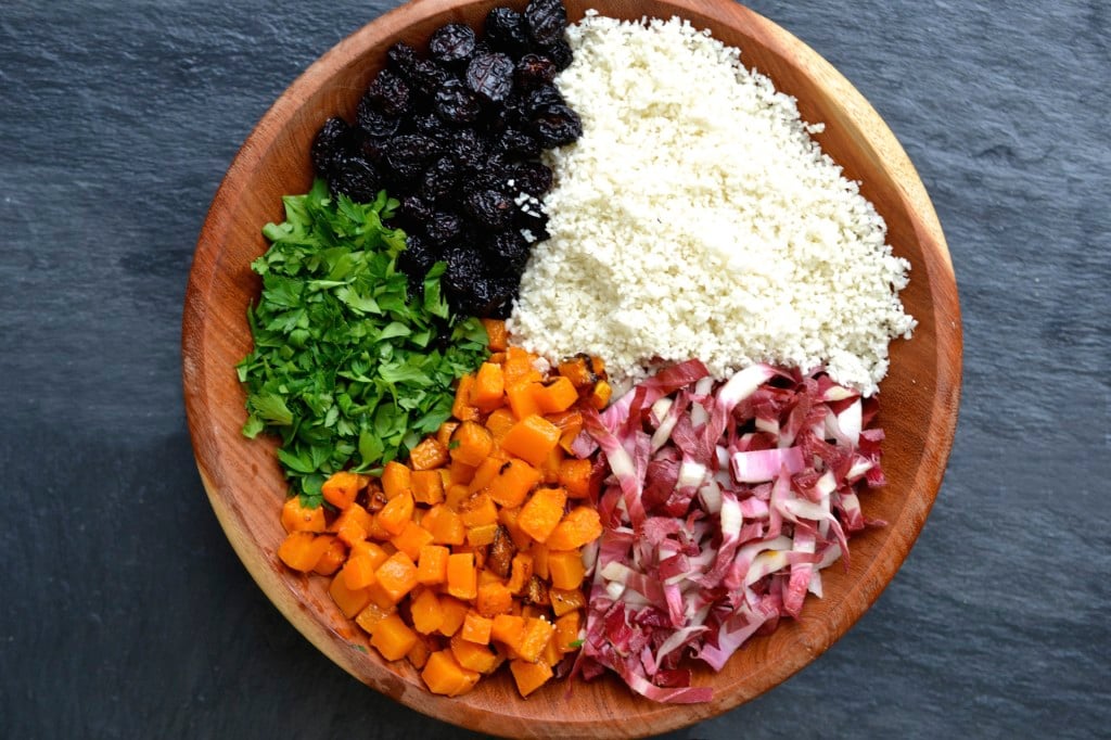Radicchio, Dried Cherry, Butternut Squash & Cauliflower Couscous Salad DSC_0584