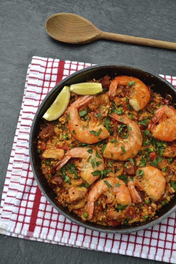 Cauliflower Rice Paella | Every Last Bite Cauliflower Rice Paella