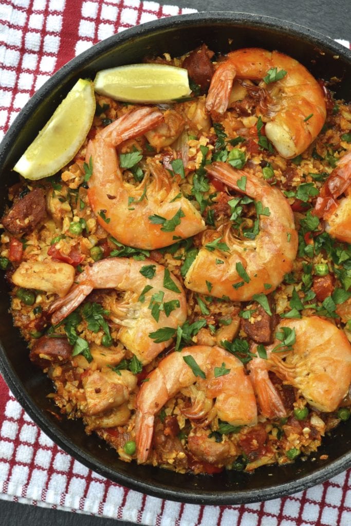 Cauliflower Rice Paella | Every Last Bite Cauliflower Rice Paella