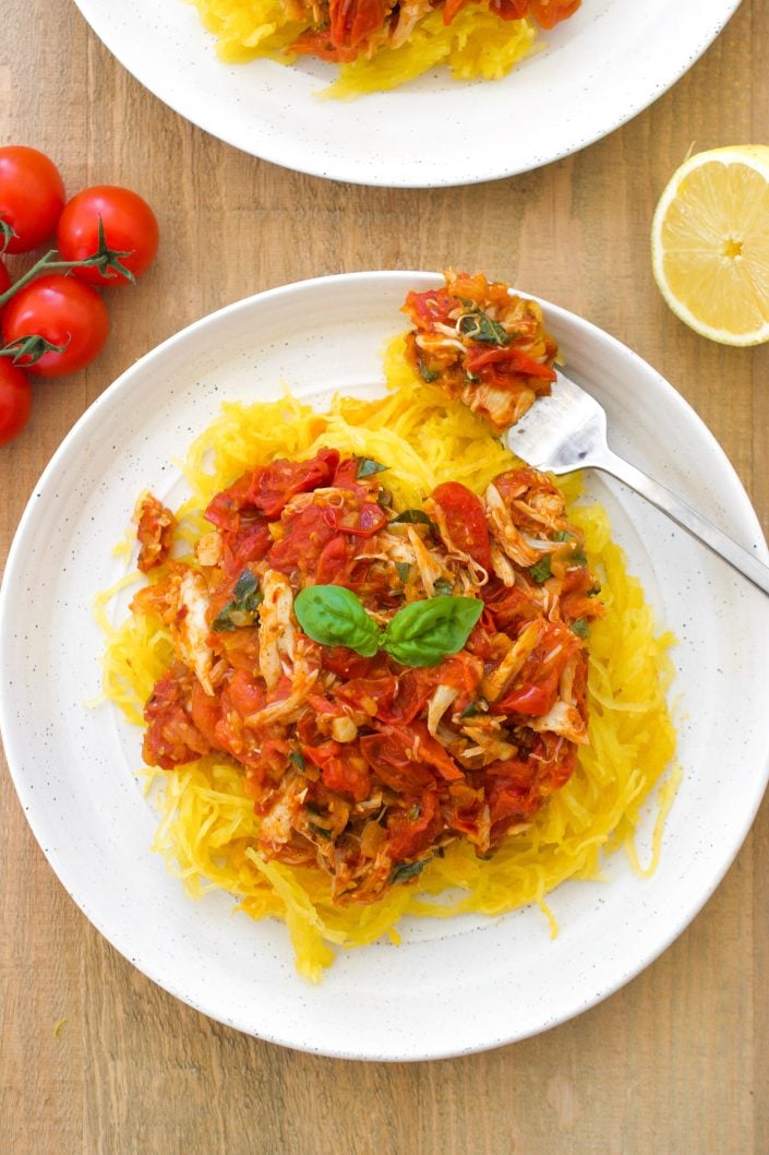 Crab & Tomato Spaghetti Squash Pasta | Every Last Bite Crab & Tomato Spaghetti Squash Pasta