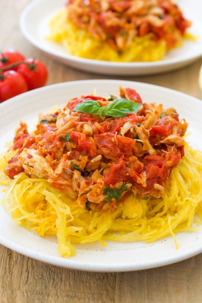 Crab & Tomato Spaghetti Squash Pasta | Every Last BIte Crab & Tomato Spaghetti Squash Pasta