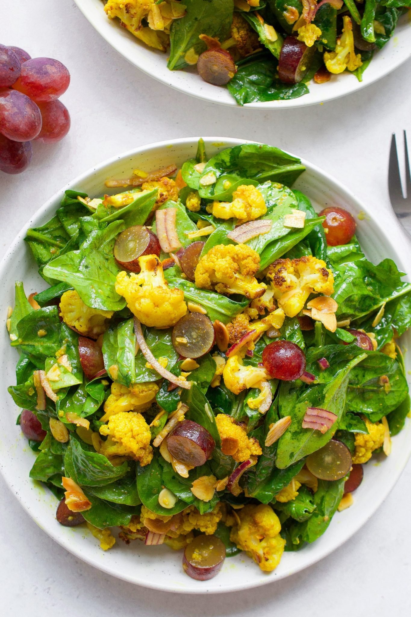 Curried Cauliflower, Grape & Spinach Salad Every Last Bite