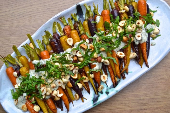 Roasted Carrots w/ Mint & Tahini Sauce | Every Last Bite Roasted Carrots with Mint & Tahini Sauce