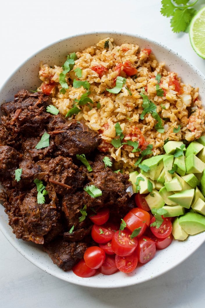Mexican Stewed Beef Bowl | Every Last Bite Mexican Stewed Beef Bowl
