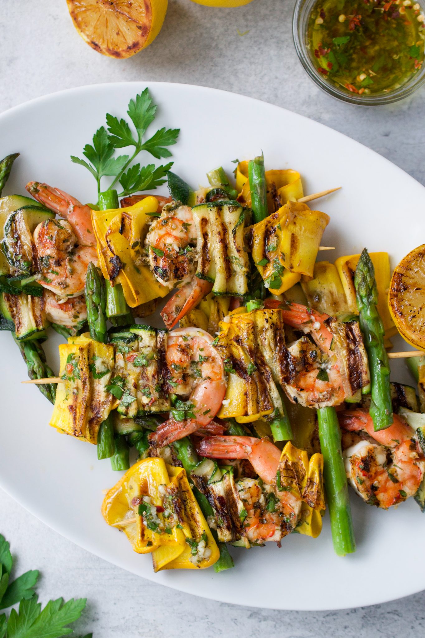 Shrimp, Zucchini & Asparagus Skewers Every Last Bite