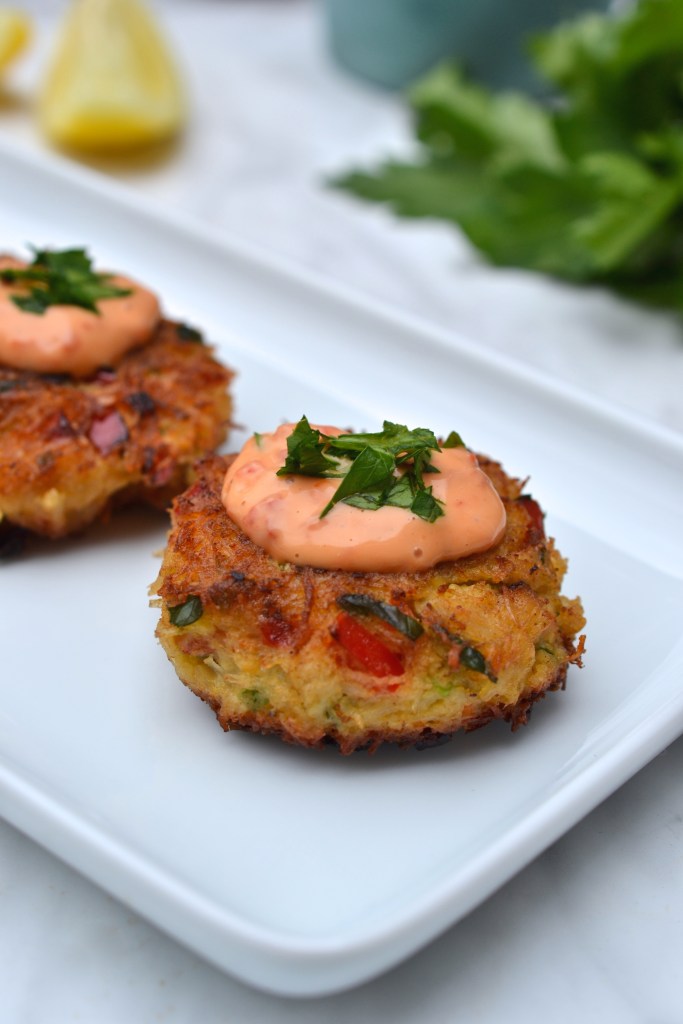 Crab Cakes with Roasted Red Pepper Aioli | Every Last Bite