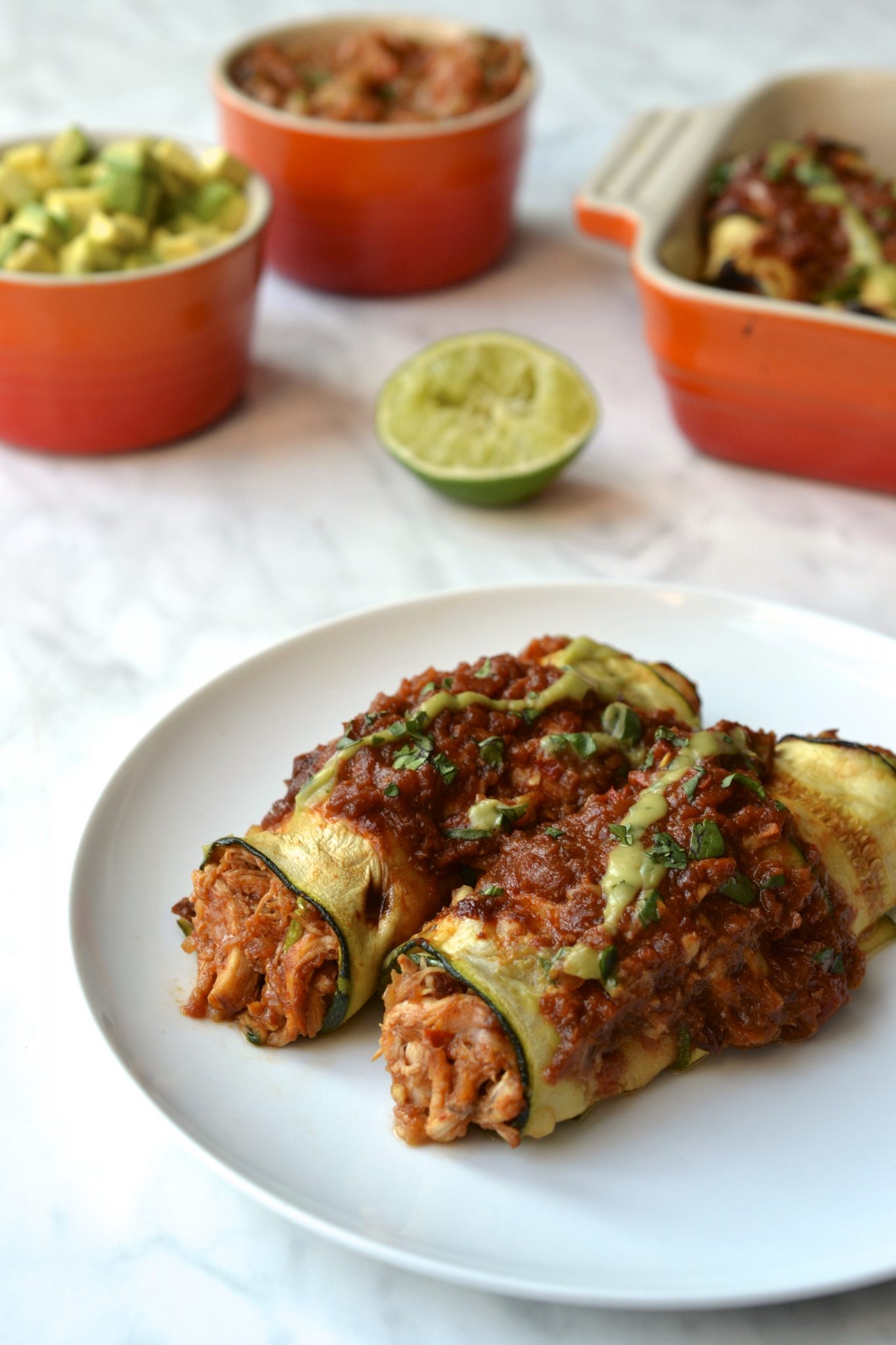 Zucchini Wrapped Chicken Enchiladas-image