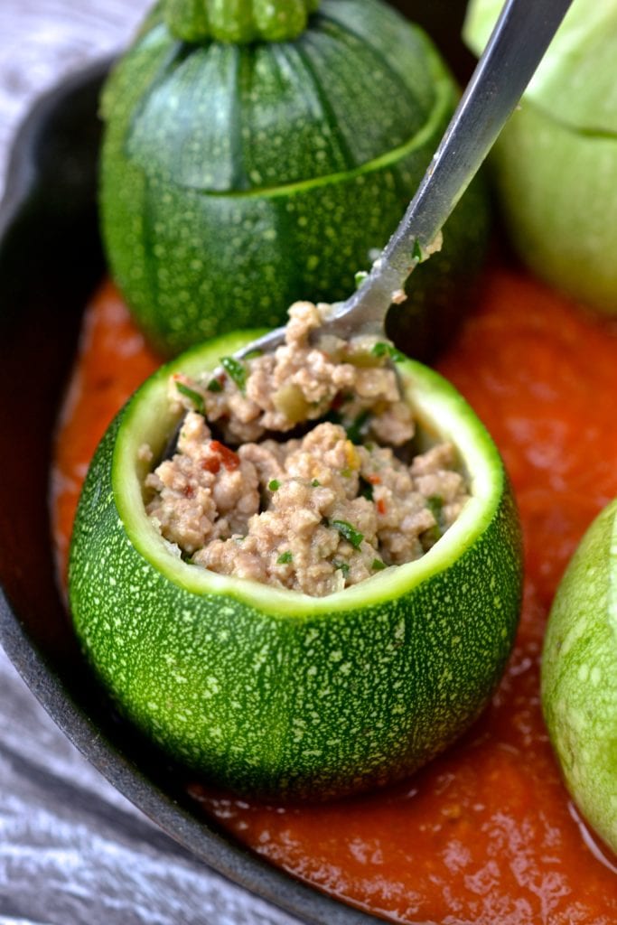 Zucchini Stuffed with Pork & Tomato Sauce | Every Last Bite Zucchini Stuffed with Pork & Tomato Sauce
