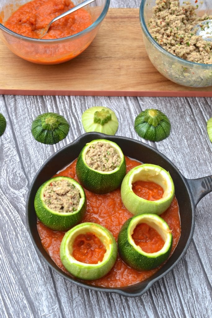 Zucchini Stuffed with Pork & Tomato Sauce | Every Last Bite Zucchini Stuffed with Pork & Tomato Sauce