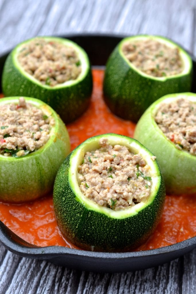Zucchini Stuffed with Pork & Tomato Sauce | Every Last Bite Zucchini Stuffed with Pork & Tomato Sauce