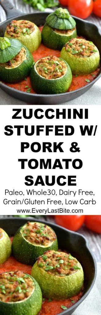 Zucchini Stuffed with Pork & Tomato Sauce | Every Last Bite Zucchini Stuffed with Pork & Tomato Sauce