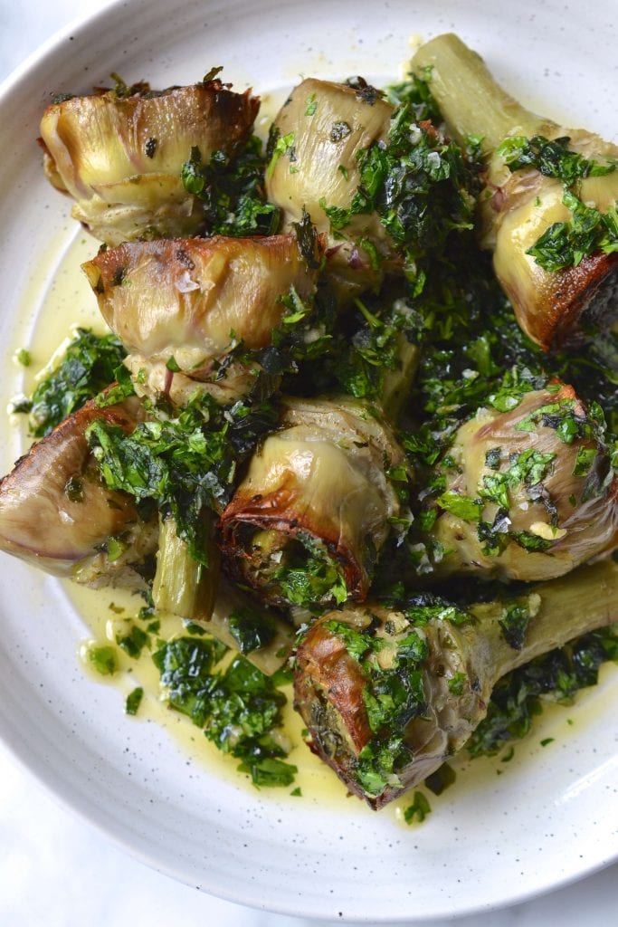 Herb Stuffed Artichokes (Carciofi alla Romana)