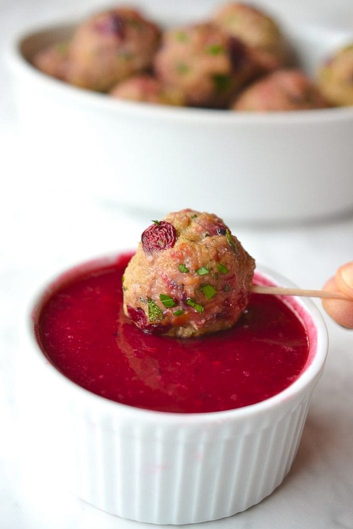 Turkey Cranberry Meatballs | Every Last Bite Turkey Cranberry Meatballs