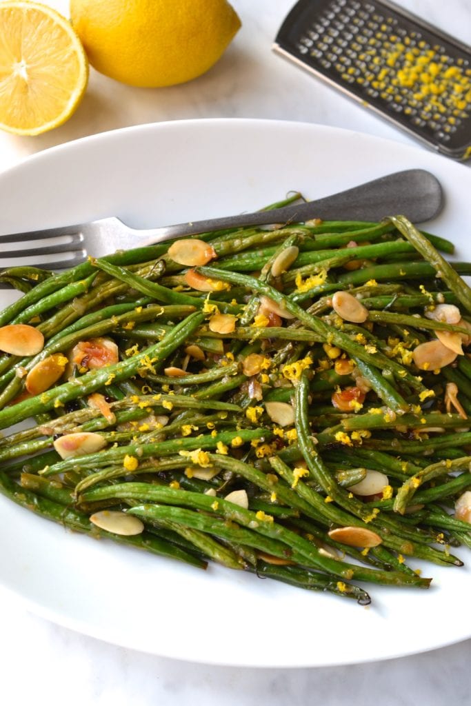 Lemon Roasted Green Beans with Almonds & Shallots | Every Last Bite