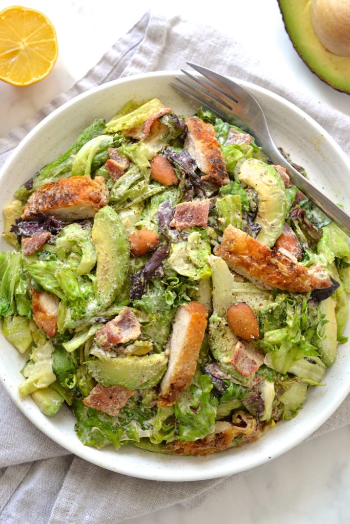 BLT Caesar Salad with Crispy Chicken