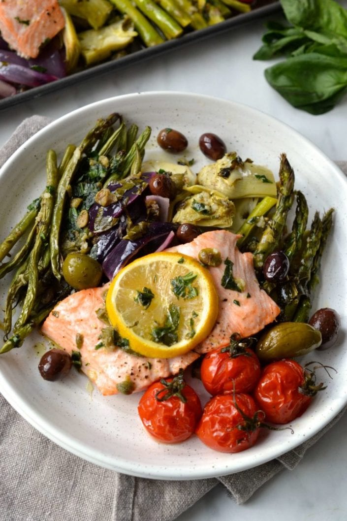 Salmon Nicoise Traybake Salad