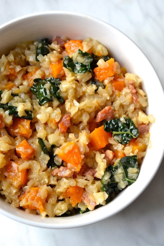 Celeriac Risotto with Butternut Squash & Kale