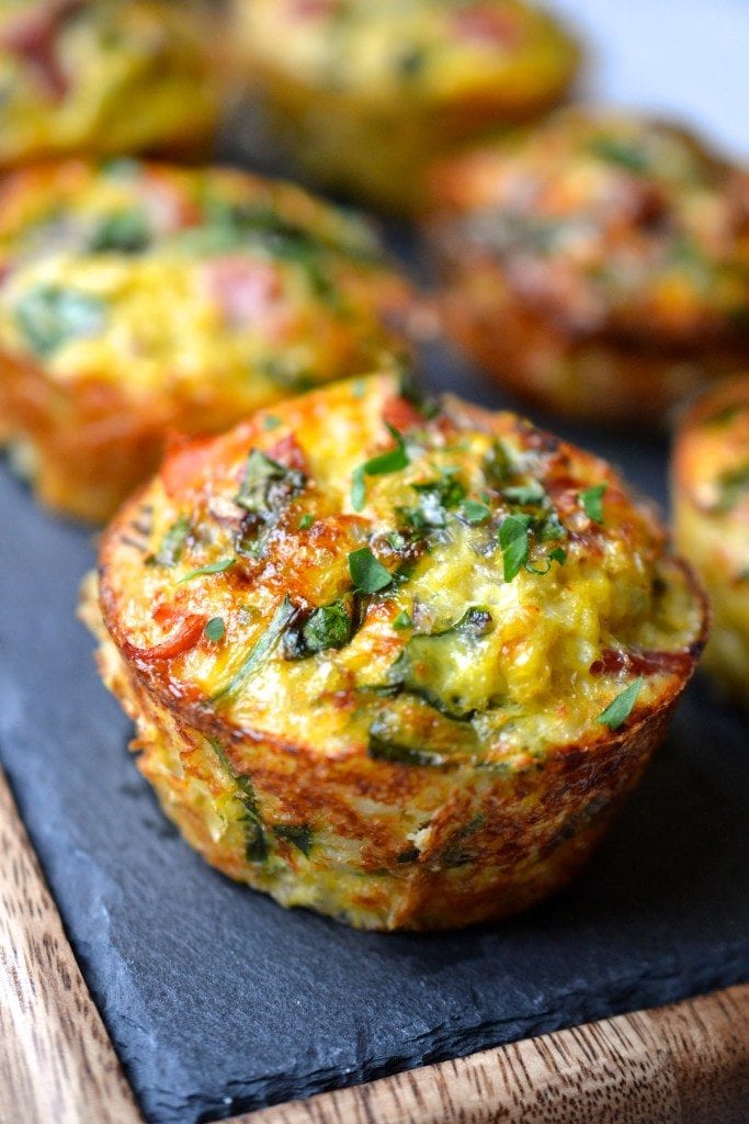 Egg Muffins with Ham, Kale & Cauliflower Rice