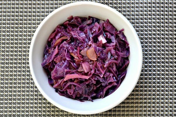 Braised Red Cabbage with Red Onions, Apples and Balsamic