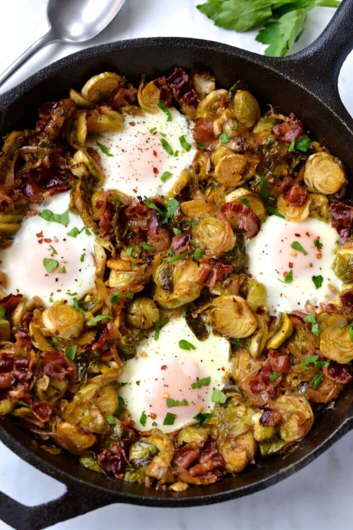 Brussels Sprout & Bacon Hash with Eggs