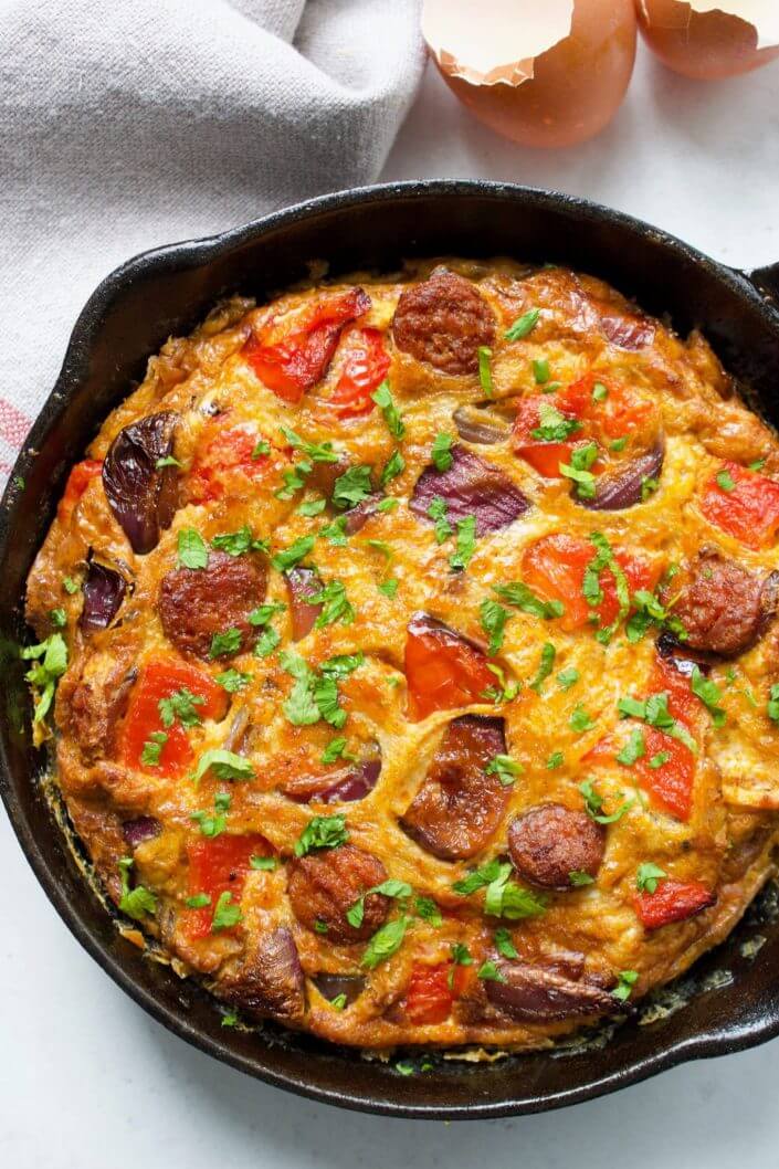 Chorizo & Roasted Pepper Frittata