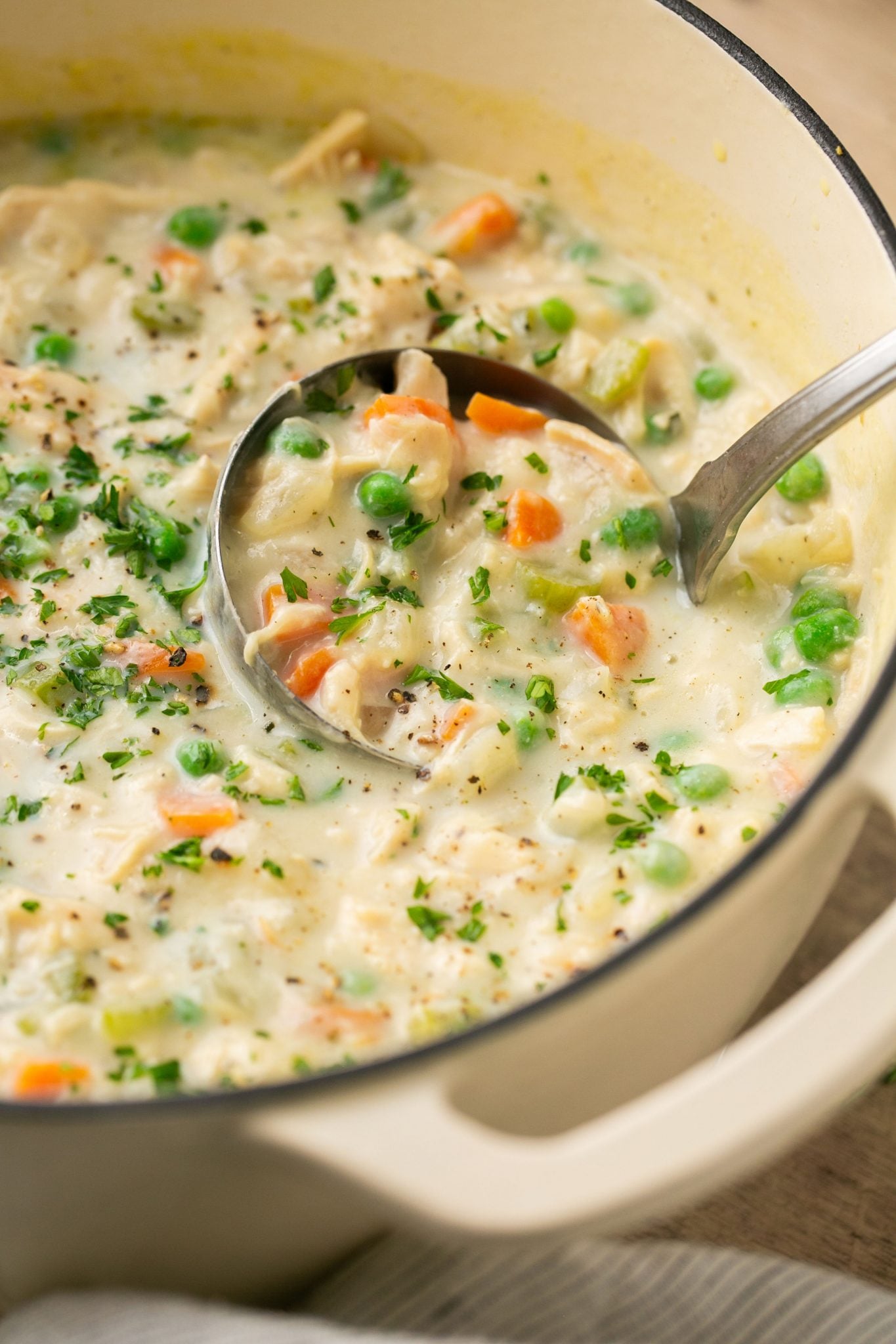 Healthy Chicken Pot Pie Soup | Every Last Bite Healthy Chicken Pot Pie Soup
