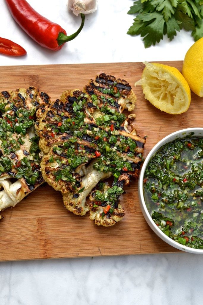 BBQ Cauliflower Steak with Chimichurri