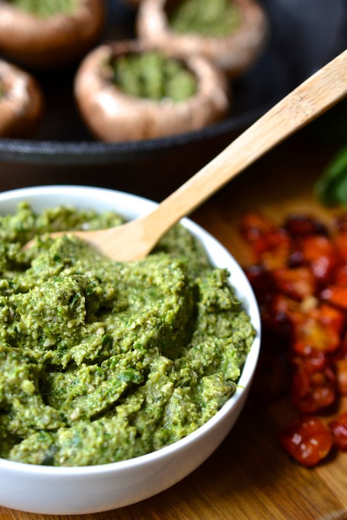 Pesto & Roasted Tomato Stuffed Mushrooms Every Last Bite Healthy