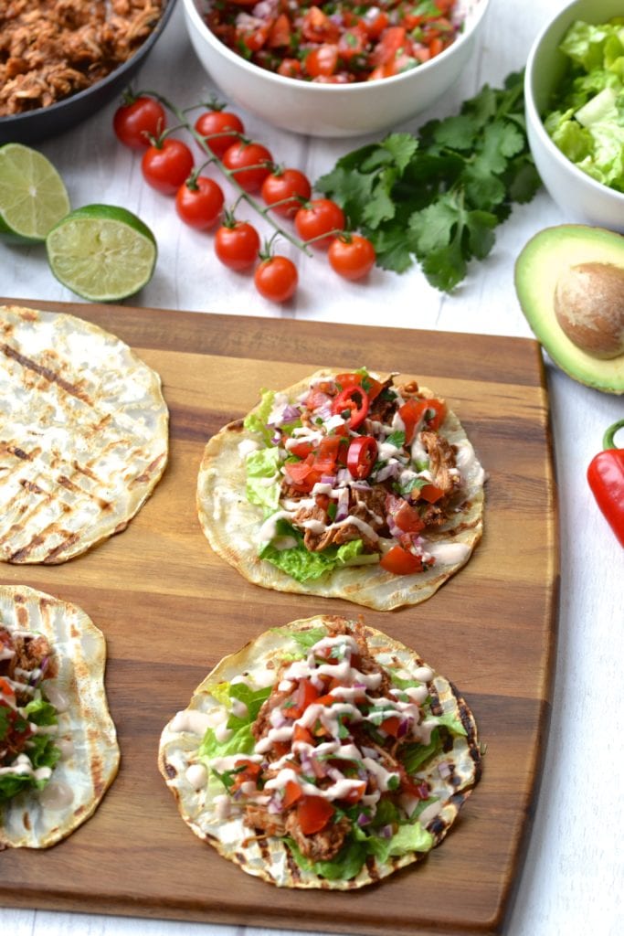 Celery Root Tortillas & Shredded Chicken Tacos