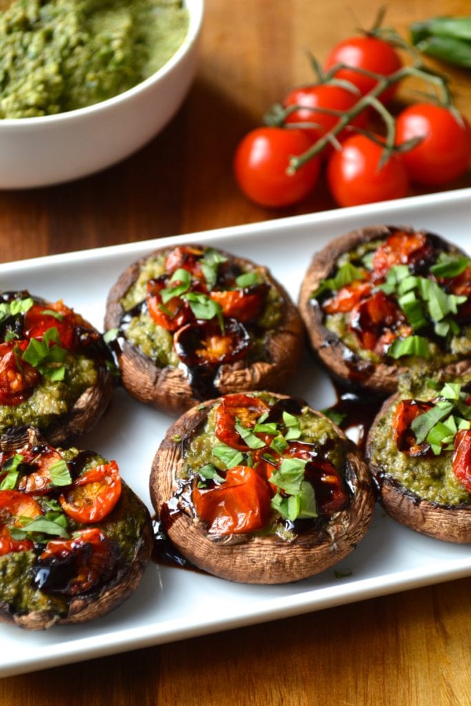 Pesto Stuffed Mushrooms | Every Last Bite