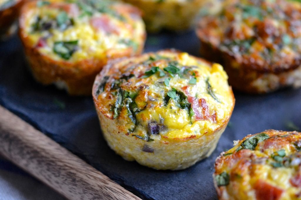 Ham, Spinach & Cauliflower Rice Breakfast Muffins (Paleo, Whole30)