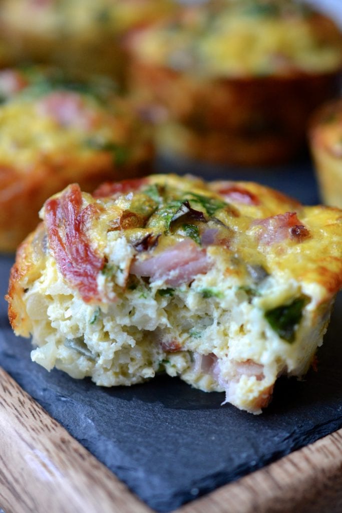 Ham, Spinach & Cauliflower Rice Breakfast Muffins