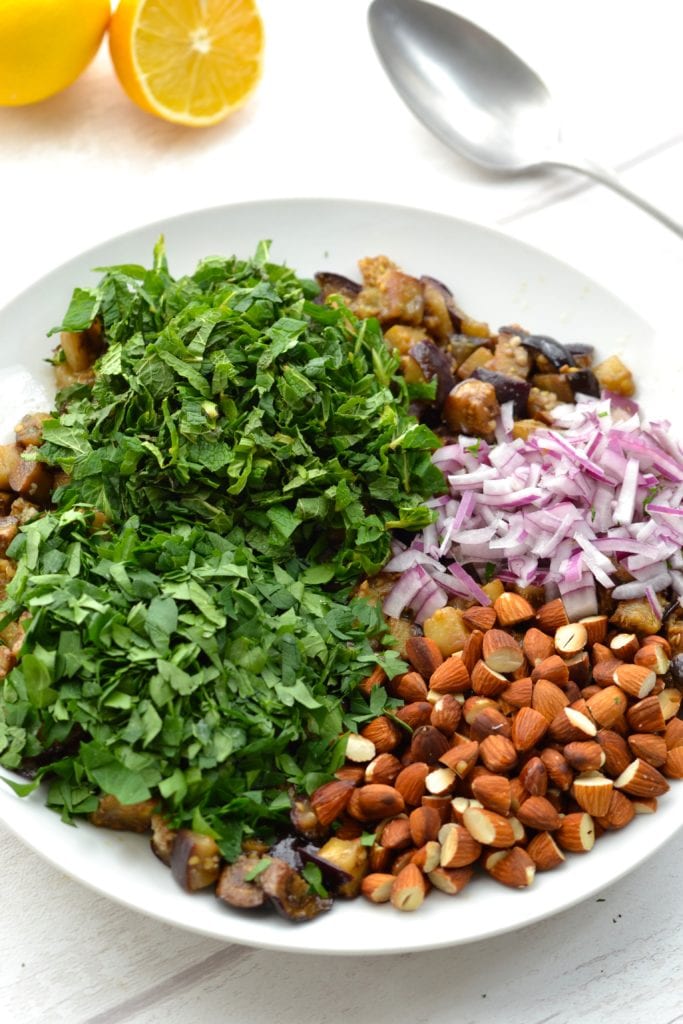 Chopped Eggplant, Almond & Herb Salad | Every Last Bite Chopped Eggplant, Almond & Herb Salad
