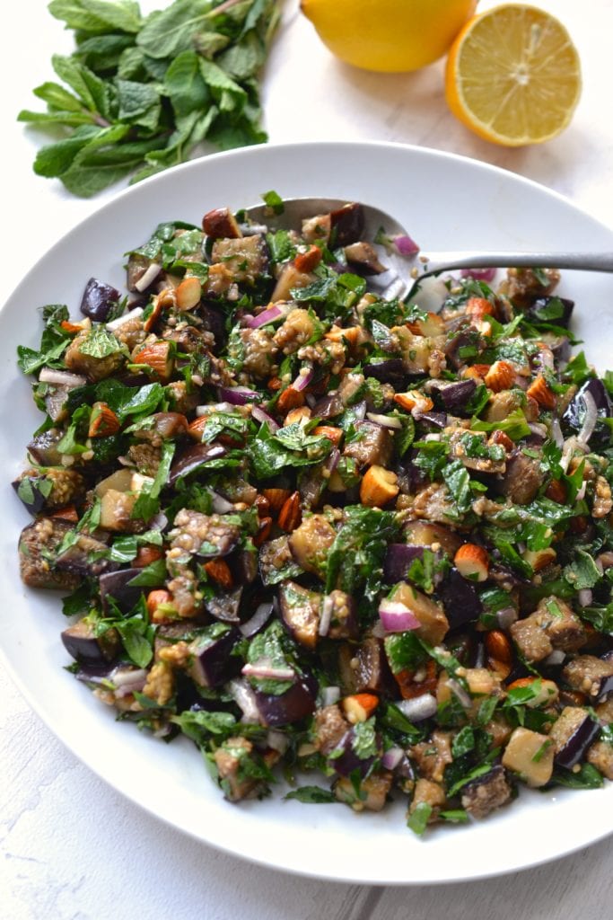 Chopped Eggplant, Almond & Herb Salad | Every Last Bite Chopped Eggplant, Almond & Herb Salad