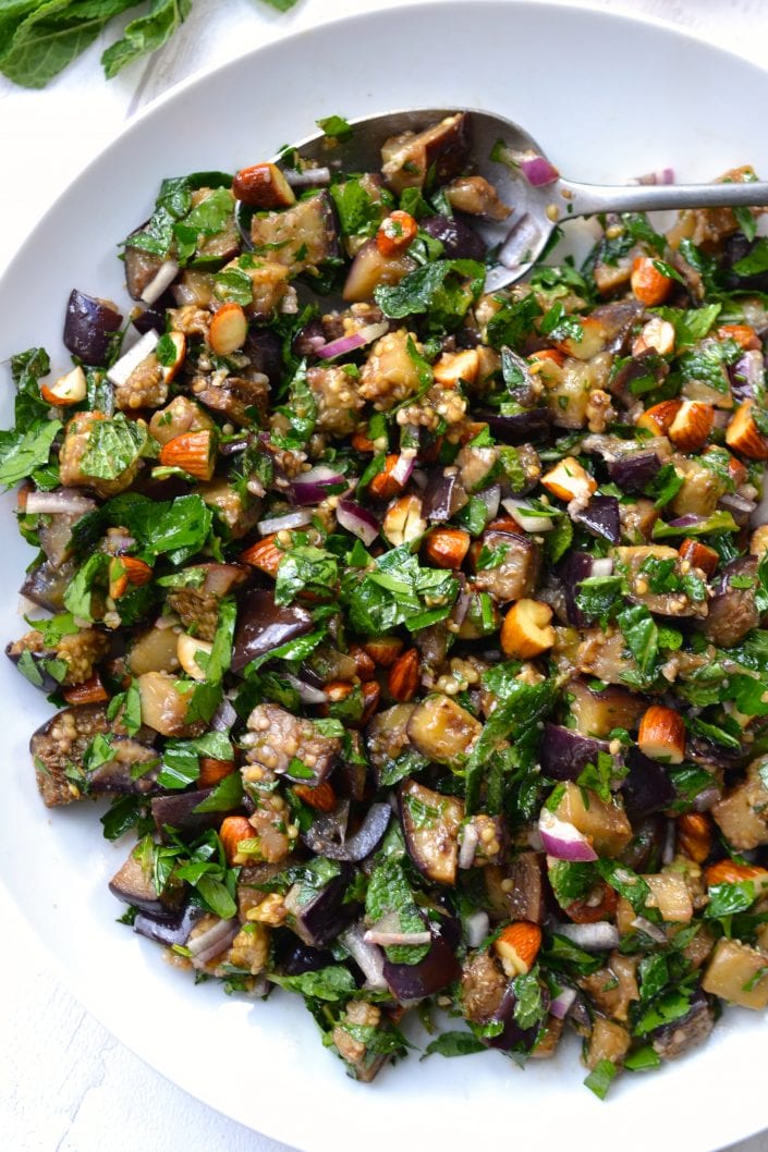 Chopped Eggplant, Almond & Herb Salad | Every Last Bite Chopped Eggplant, Almond & Herb Salad