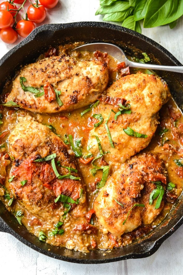 Creamy Sun-Dried Tomato & Basil Chicken | Every Last Bite Creamy Sun-Dried Tomato & Basil Chicken