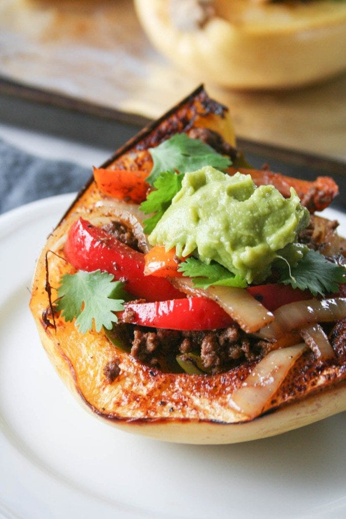 Beef Fajita Spaghetti Squash Boats