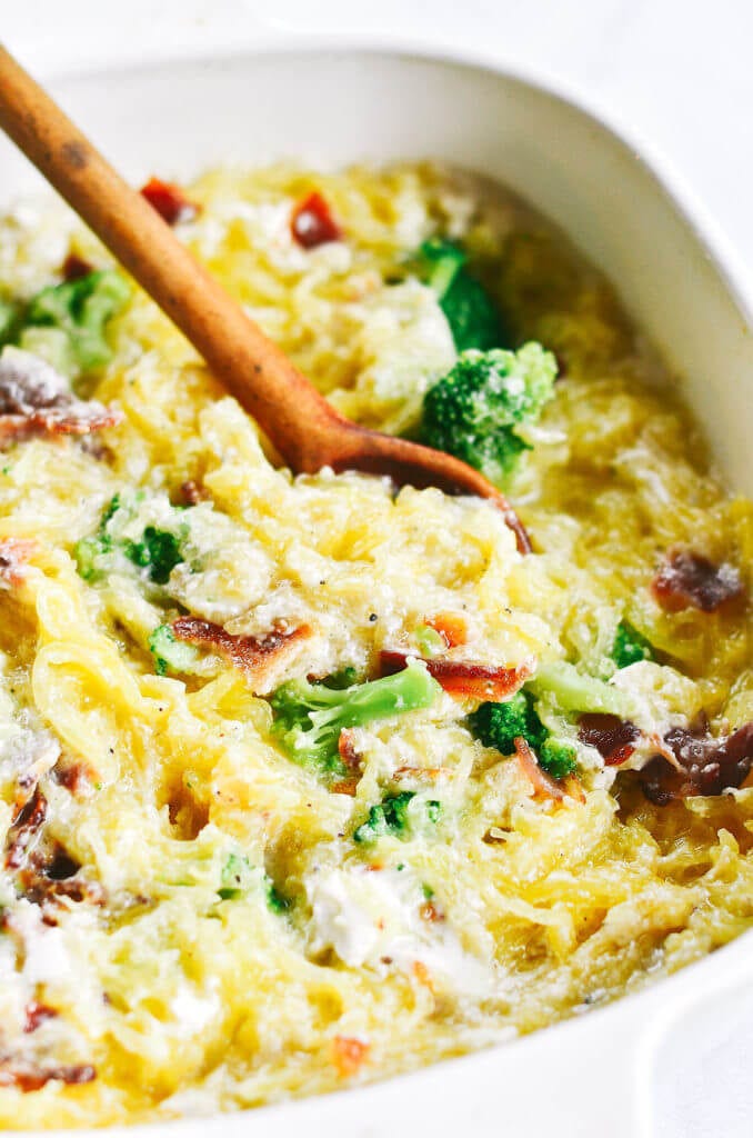 Creamy Bacon & Garlic Spaghetti Squash