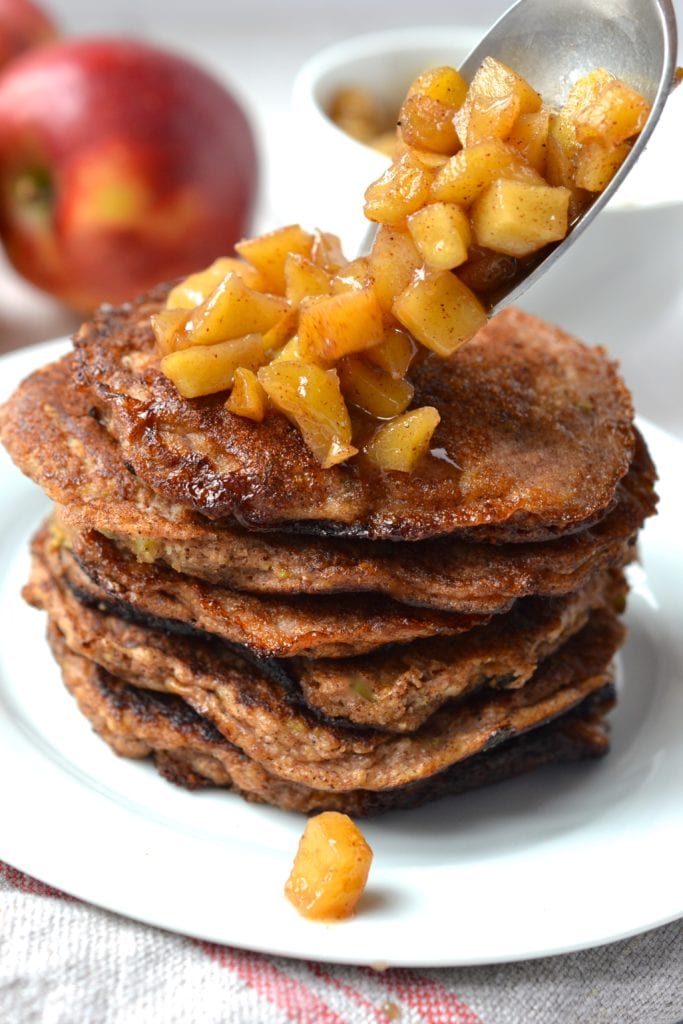 Apple Cinnamon Pancakes Topped with Stewed Apples Every Last Bite