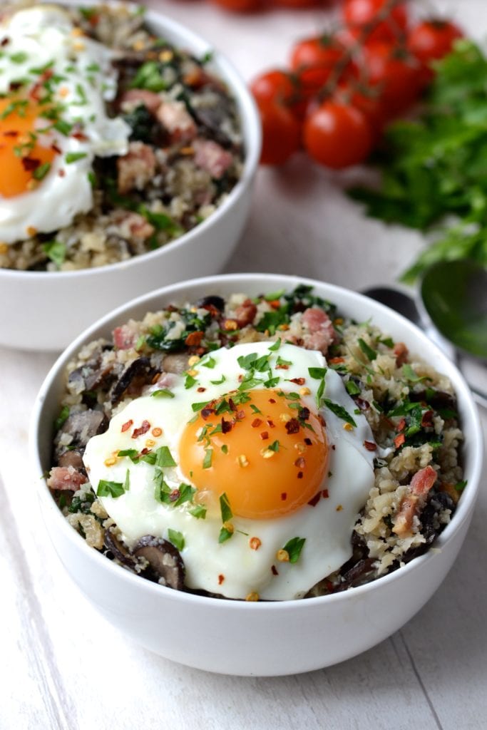 Savoury Breakfast Porridge | Every Last Bite Savoury Breakfast Porridge with Bacon & Mushrooms