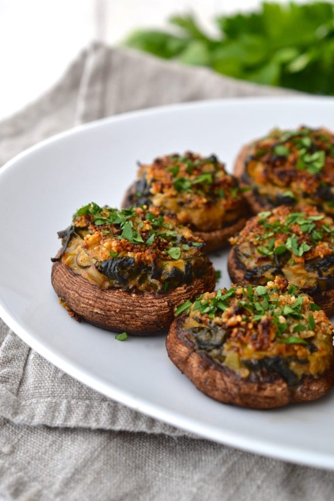 Spinach & Artichoke Stuffed Mushrooms | Every Last Bite Spinach & Artichoke Stuffed Mushrooms