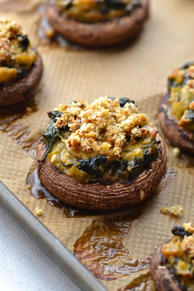 Spinach & Artichoke Stuffed Mushrooms | Every Last Bite Paleo Spinach & Artichoke Stuffed Mushrooms